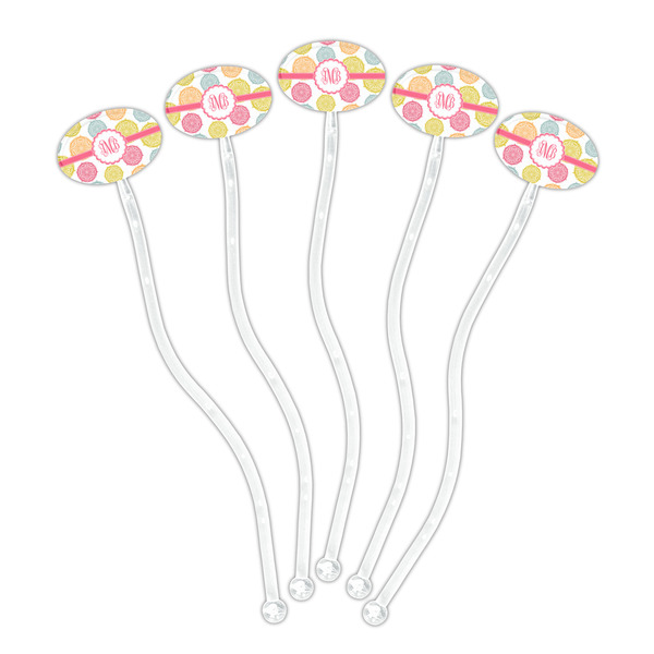 Doily Pattern Clear Plastic 7" Stir Stick - Oval - Fan