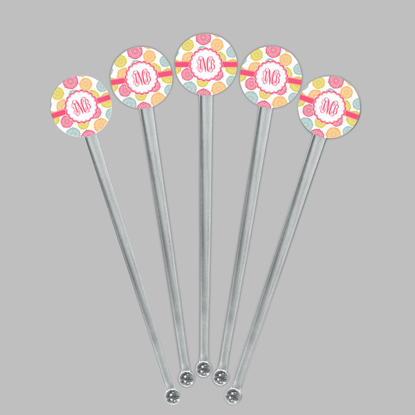 Doily Pattern Clear Plastic 7" Stir Stick - Round - Fan View