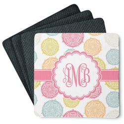 Doily Pattern Square Rubber Backed Coasters - Set of 4 (Personalized)