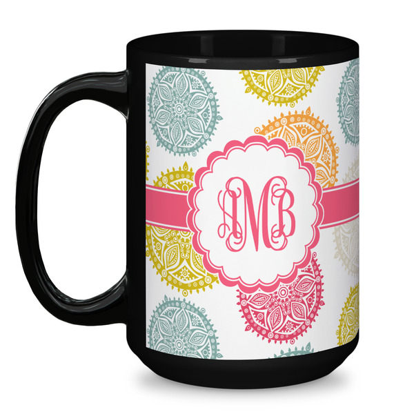 Doily Pattern Coffee Mug - 15 oz - Black