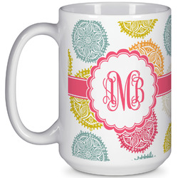 Doily Pattern 15 Oz Coffee Mug - White (Personalized)