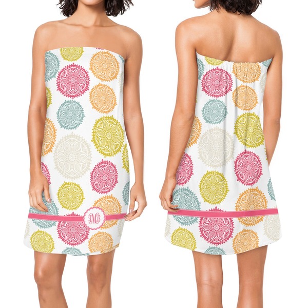 Doily Pattern Custom Bath Wrap - Front & Back View