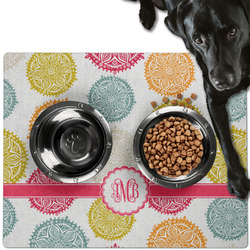 Doily Pattern Dog Food Mat - Large w/ Monogram