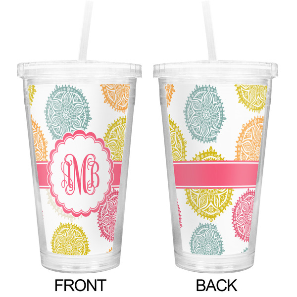 Doily Pattern Double Wall Tumbler with Straw - Approval