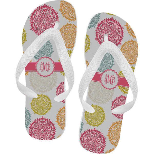 Custom Doily Pattern Flip Flops - Large (Personalized)