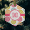 Doily Pattern Frosted Glass Ornament - Hexagon (Lifestyle)