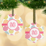 Doily Pattern Flat Glass Ornament w/ Monogram