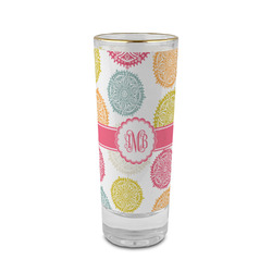 Doily Pattern 2 oz Shot Glass -  Glass with Gold Rim - Set of 4 (Personalized)