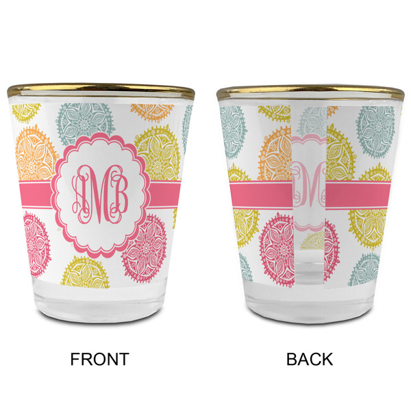 Doily Pattern Glass Shot Glass - with gold rim - APPROVAL