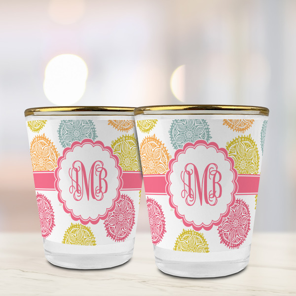 Doily Pattern Glass Shot Glass - with gold rim - LIFESTYLE