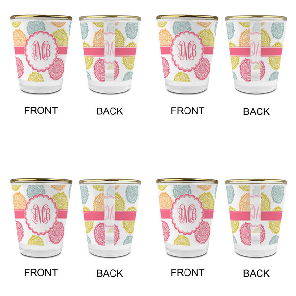 Doily Pattern Glass Shot Glass - with gold rim - Set of 4 - APPROVAL