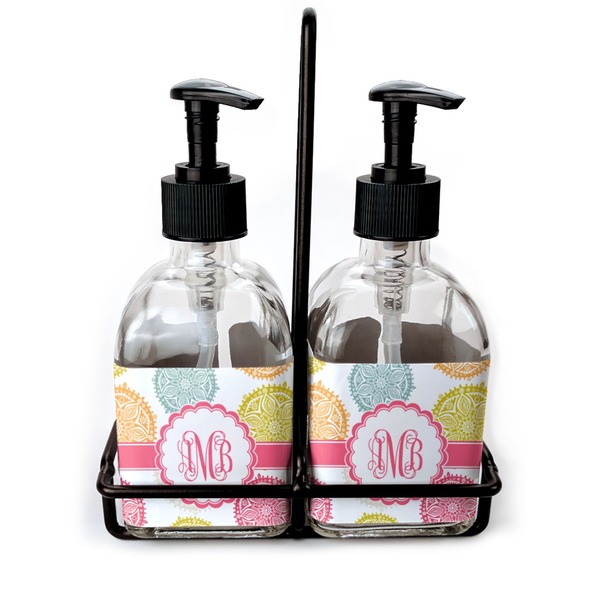 Custom Doily Pattern Glass Soap & Lotion Bottle Set (Personalized)