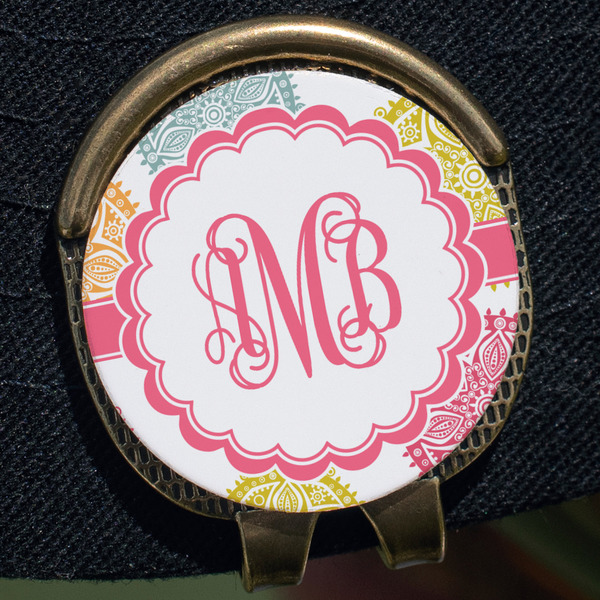 Doily Pattern Golf Ball Marker Hat Clip - Gold - Close Up