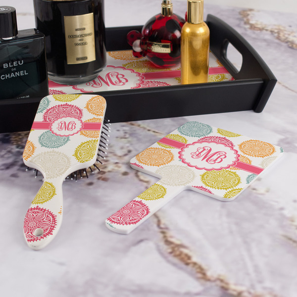 Doily Pattern Hair Brush and Hand Mirror - Bathroom Scene