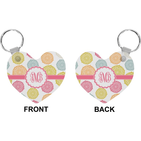 Doily Pattern Heart Keychain (Front + Back)