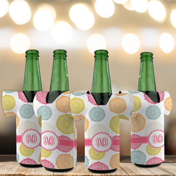 Doily Pattern Jersey Bottle Cooler - Set of 4 - LIFESTYLE