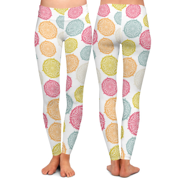 Doily Pattern Ladies Leggings - Front and Back