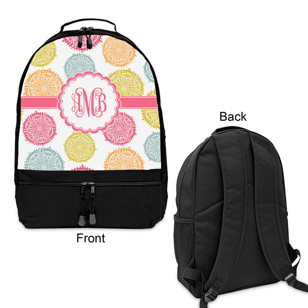 Doily Pattern Large Backpack - Black - Front & Back View