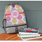 Doily Pattern Large Backpack - Gray - On Desk
