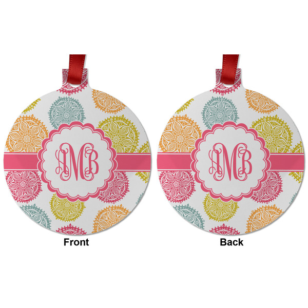Doily Pattern Metal Ball Ornament - Front and Back