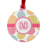 Doily Pattern Metal Ball Ornament - Double Sided w/ Monogram