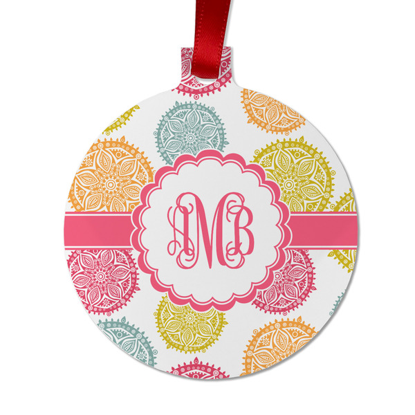 Doily Pattern Metal Ball Ornament - Front