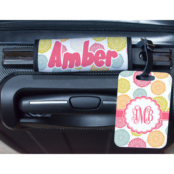 Doily Pattern Metal Luggage Tag & Handle Wrap - In Context