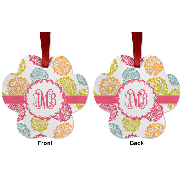 Doily Pattern Metal Paw Ornament - Front and Back