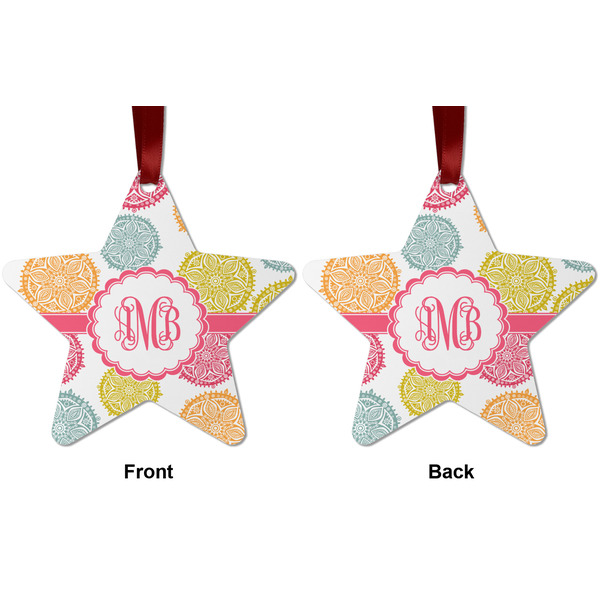 Doily Pattern Metal Star Ornament - Front and Back