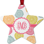 Doily Pattern Metal Star Ornament - Double Sided w/ Monogram