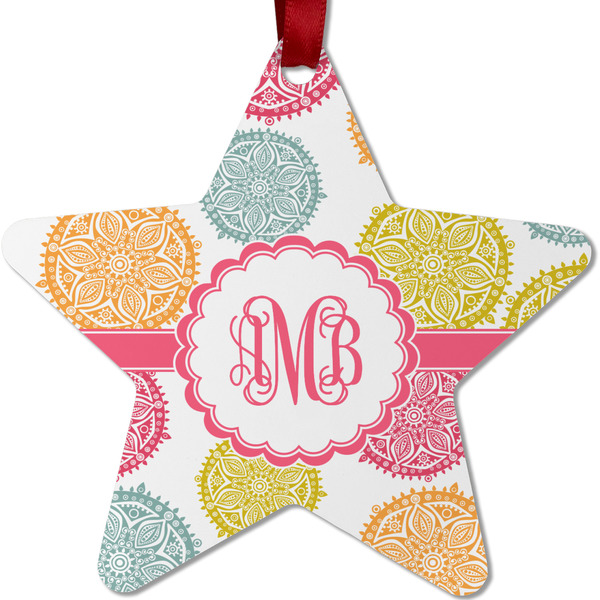 Doily Pattern Metal Star Ornament - Front
