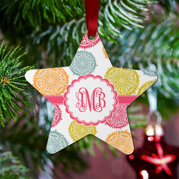 Doily Pattern Metal Star Ornament - Lifestyle