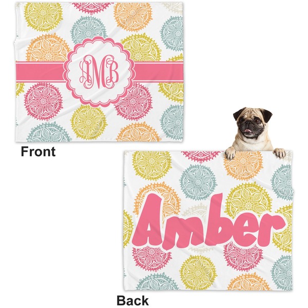 Doily Pattern Microfleece Dog Blanket - Large- Front & Back