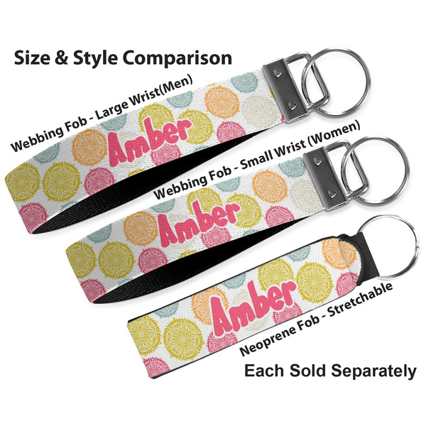 Doily Pattern Multiple Key Ring comparison sizes