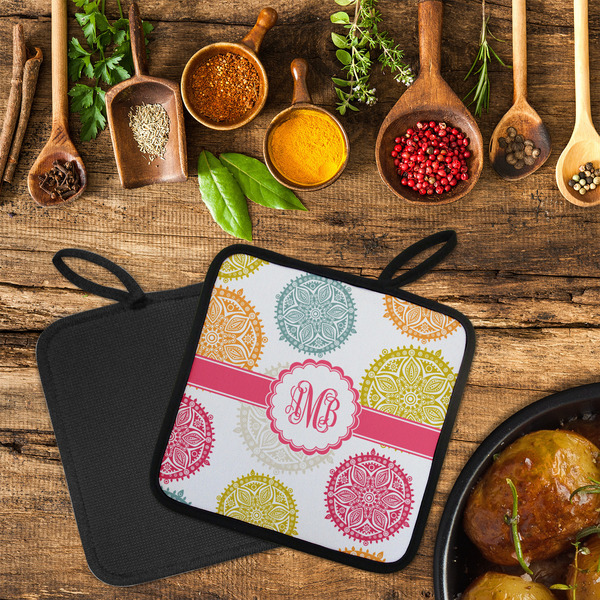 Doily Pattern Neoprene Pot Holder - Set of 2  LIFESTYLE (Flatlay)