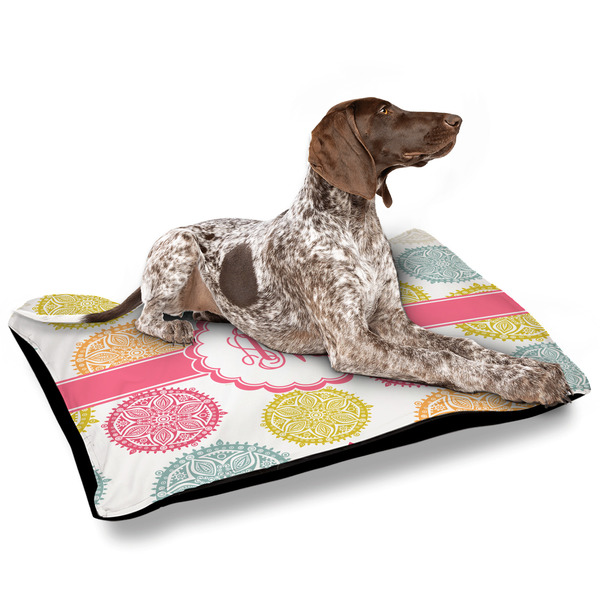 Doily Pattern Outdoor Dog Beds - Large - IN CONTEXT