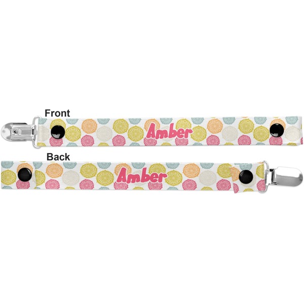 Doily Pattern Pacifier Clip - Front and Back