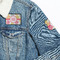 Doily Pattern Patches Lifestyle Jean Jacket Detail