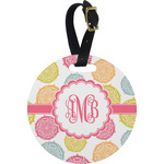 Doily Pattern Plastic Luggage Tag - Round (Personalized)