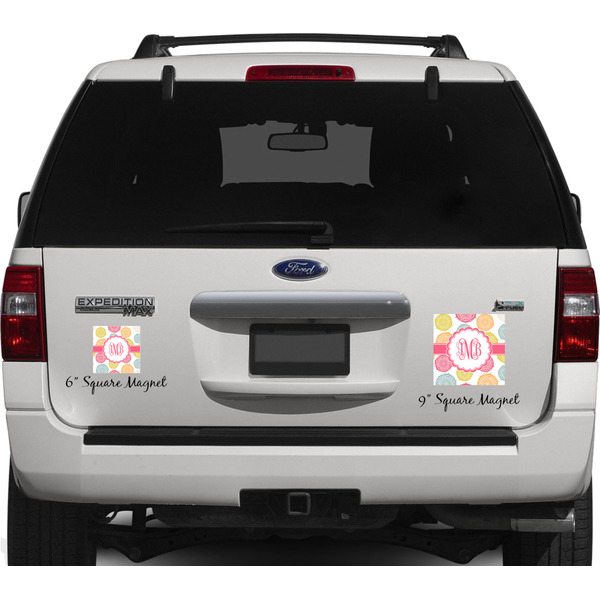 Doily Pattern Personalized Square Car Magnets on Ford Explorer