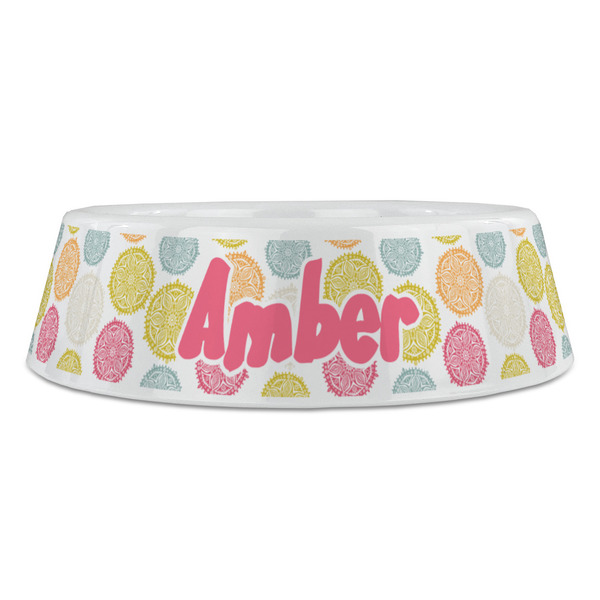 Doily Pattern Plastic Pet Bowls - Large - FRONT