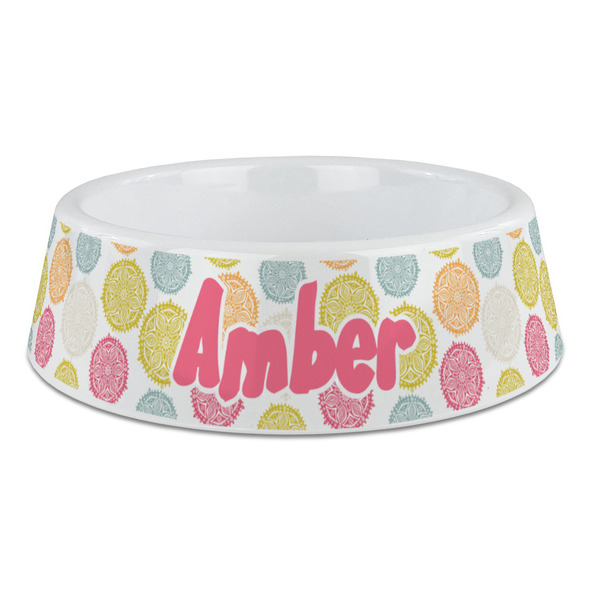 Custom Doily Pattern Plastic Dog Bowl - Large (Personalized)