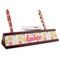 Doily Pattern Red Mahogany Nameplates with Business Card Holder - Angle