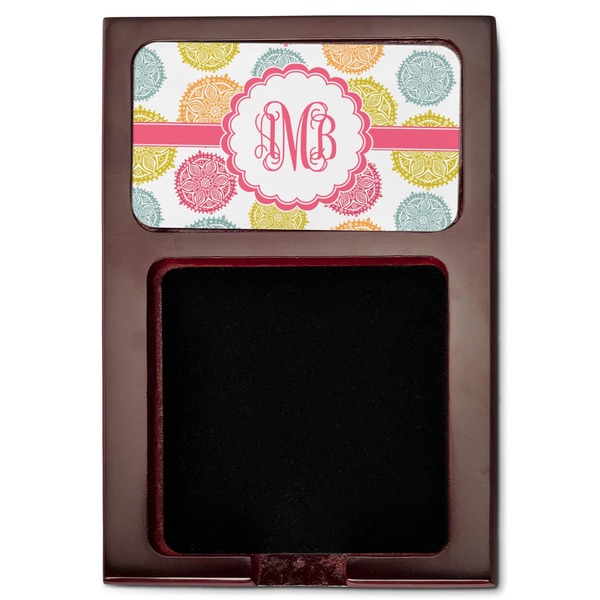 Doily Pattern Red Mahogany Sticky Note Holder - Flat