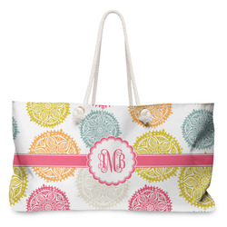 Doily Pattern Large Tote Bag with Rope Handles (Personalized)
