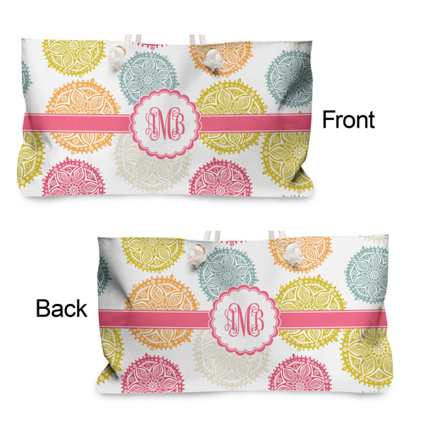 Doily Pattern Large Rope Tote - From & Back View