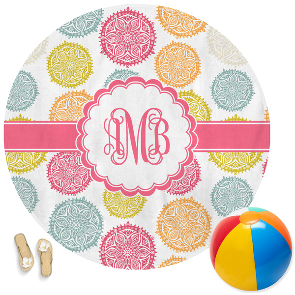 Custom Doily Pattern Round Beach Towel (Personalized)