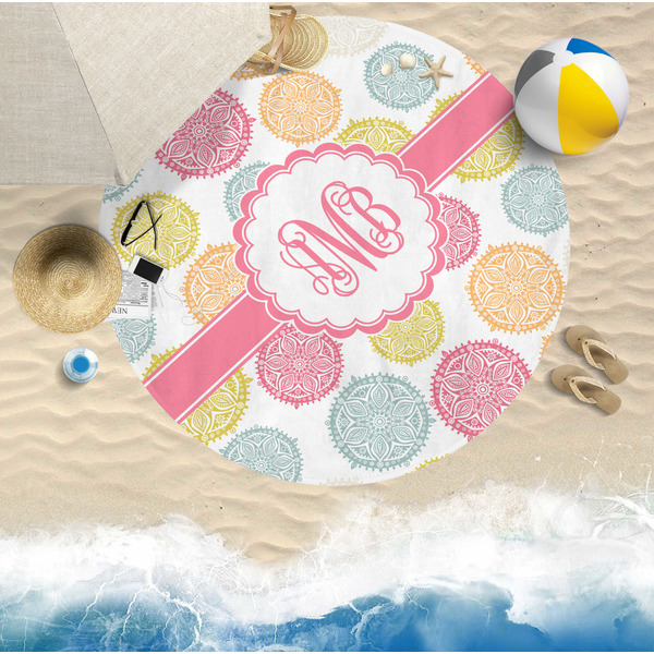 Doily Pattern Round Beach Towel Lifestyle
