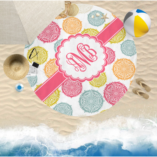 Doily Pattern Round Beach Towel Lifestyle