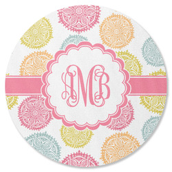 Doily Pattern Round Rubber Backed Coaster (Personalized)